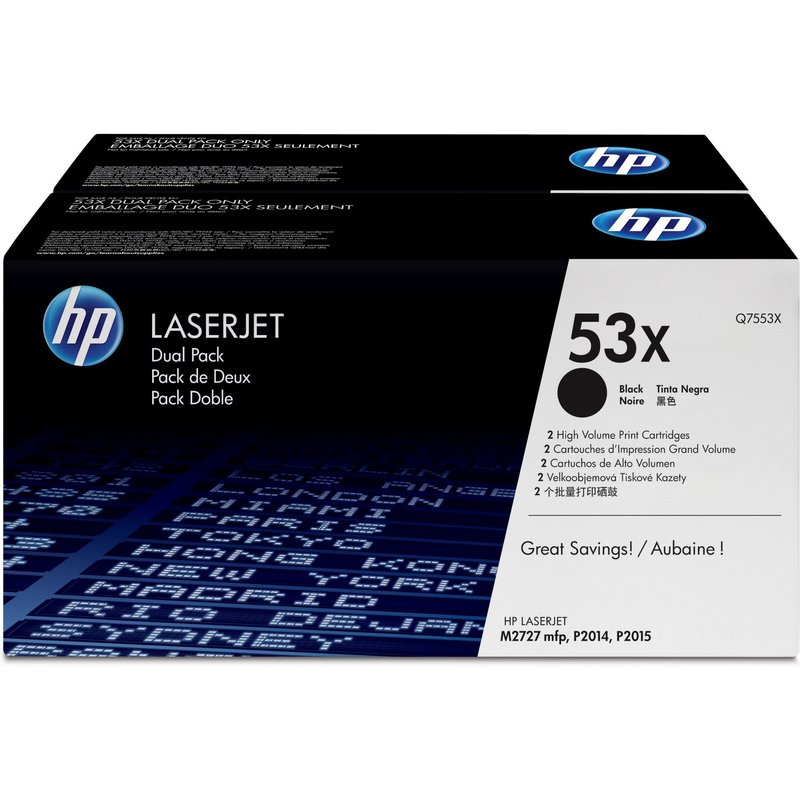 HP Q7553XD/53XD Toner cartridge black twin pack. 2x7K pages ISO/IEC 19