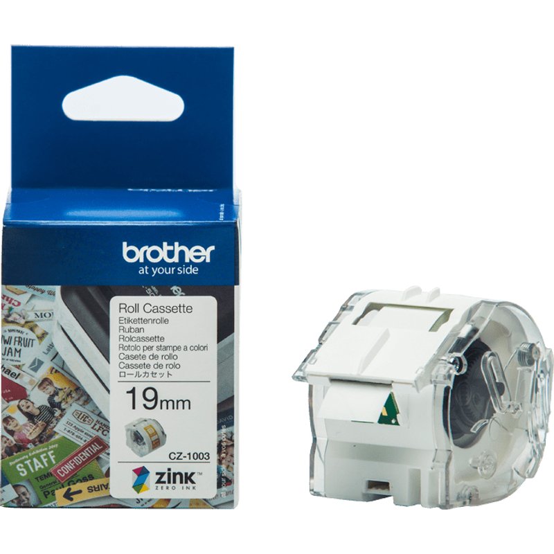 Brother Genuine CZ-1003 continuous length ??' (0.75') 19 mm wide x 16.4 ft. (5 m) long label roll featuring Zero Ink technology - 3/4' Width x 16