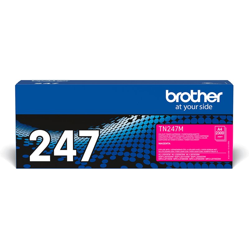 Brother TN-247M. Colour toner page yield: 2300 pages Printing colours: Magenta Quantity per pack: 1 pc(s)