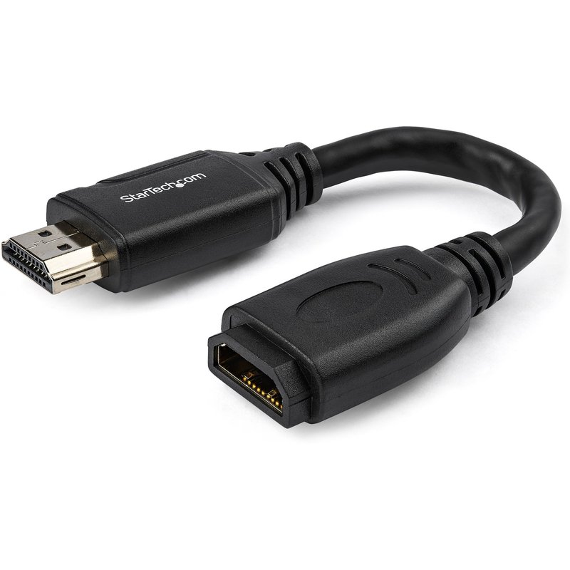 StarTech.com 6in (15cm) HDMI Port Saver Cable - 4K 60Hz High Speed HDMI 2.0 Extension Cable with Ethernet - Short HDMI Extension Cable - HDMI Male to Female Extension Adapter Cord