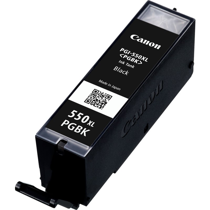 Canon PGI-550PGBK XL High Yield Pigment Black Ink Cartridge. Cartridge capacity: High (XL) Yield Black ink type: Pigment-based ink Supply type: Single pack Printing colours: Black Quantity per pack: 1 pc(s) Black ink page yield: 500 pages
