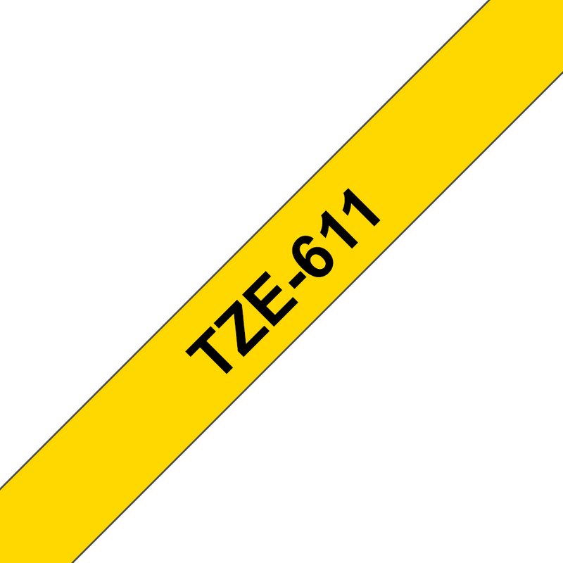 Brother TZE-611 DirectLabel black on yellow Laminat 6mm x 8m for Broth