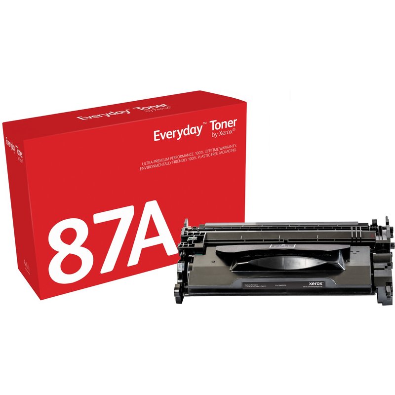 Everyday Black Toner by compatible with HP 87A (CF287A) Standard capacity. Black toner page yield: 9000 pages Printing colours: Black Quantity per pack: 1 pc(s)