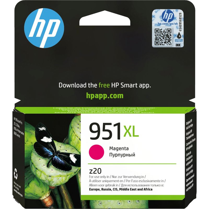 HP 951XL High Yield Magenta Original Ink Cartridge. Colour ink type: Pigment-based ink Colour ink page yield: 1500 pages Colour ink volume: 17 ml Printing colours: Magenta Quantity per pack: 1 pc(s)
