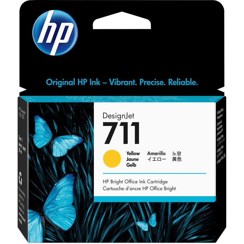 HP 711 29-ml Yellow DesignJet Ink Cartridge HP DesignJet T100 T120 T125 T130 T520 T525 T530 Printer series Thermal inkjet Yellow CZ132A Singapore Malaysia 114 mm
