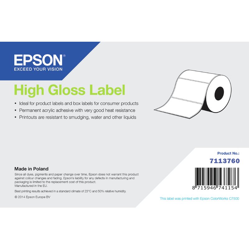 Epson High Gloss Label. Die-Cut Roll. 102mm x 152mm. 800 Labels