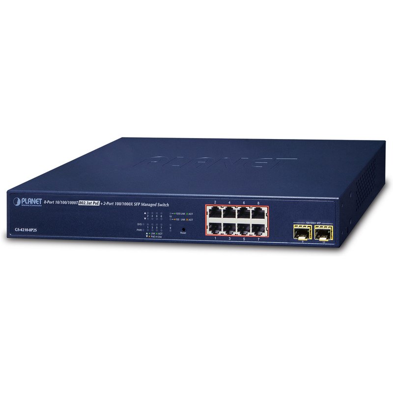 PLANET GS-4210-8P2S network switch Managed Gigabit Ethernet (10/100/10