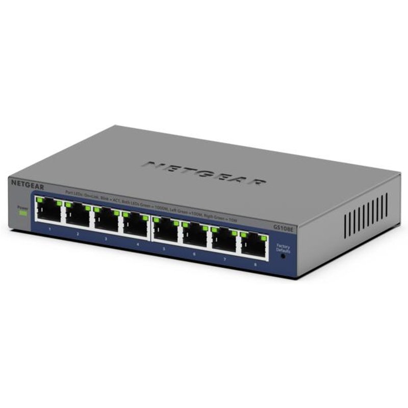 NETGEAR GS108Ev4 Unmanaged L2/L3 Gigabit Ethernet (10/100/1000) Grey