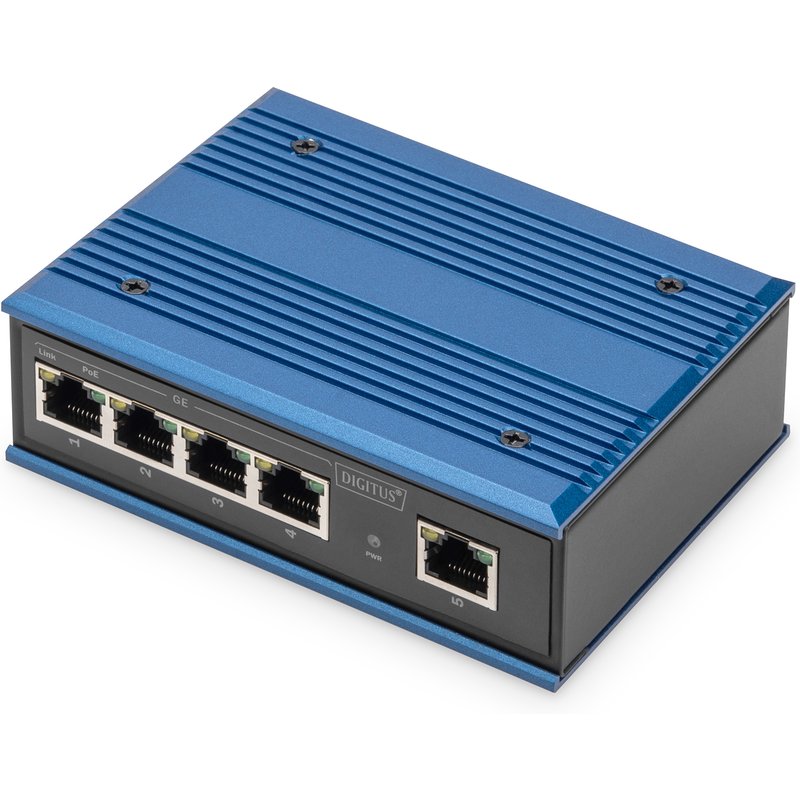 Digitus 4 Port Gigabit Network PoE Switch. Industrial. Unmanaged. 1 RJ
