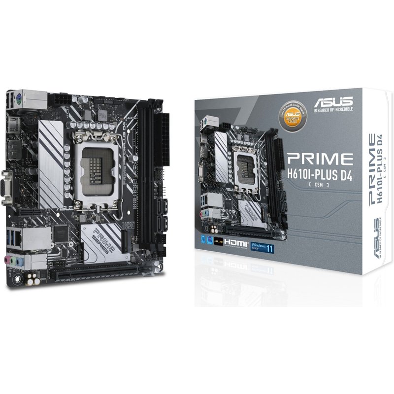 ASUS PRIME H610I-PLUS D4-CSM Intel LGA 1700 Intel Celeron Intel Core i3 Intel Core i5 Intel Core i7 Intel Core i9 Intel Pentium LGA 1700 64 GB DDR4-SDRAM