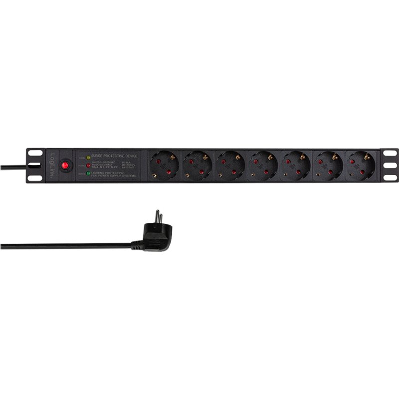LogiLink PDU7C02 power distribution unit (PDU) 7 AC outlet(s) 1U Black