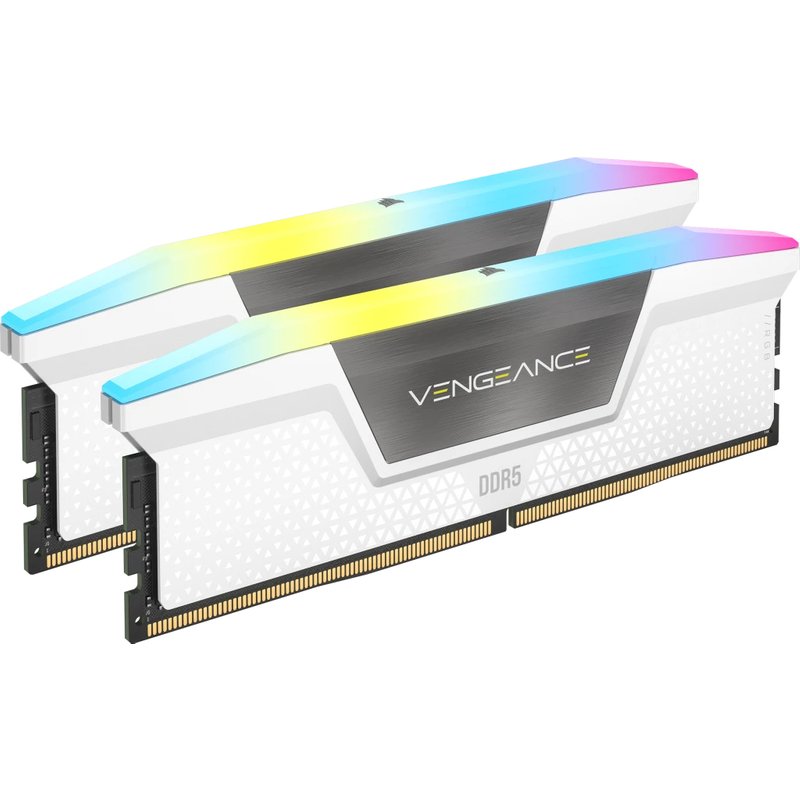 Corsair Vengeance RGB . Component for: PC Internal memory: 32 GB Memory layout (modules x size): 2 x 16 GB Internal memory type: DDR5 Memory clock speed: 6000 MHz Memory form factor: 288-pin DIMM CAS latency: 36 ECC Product colour: White