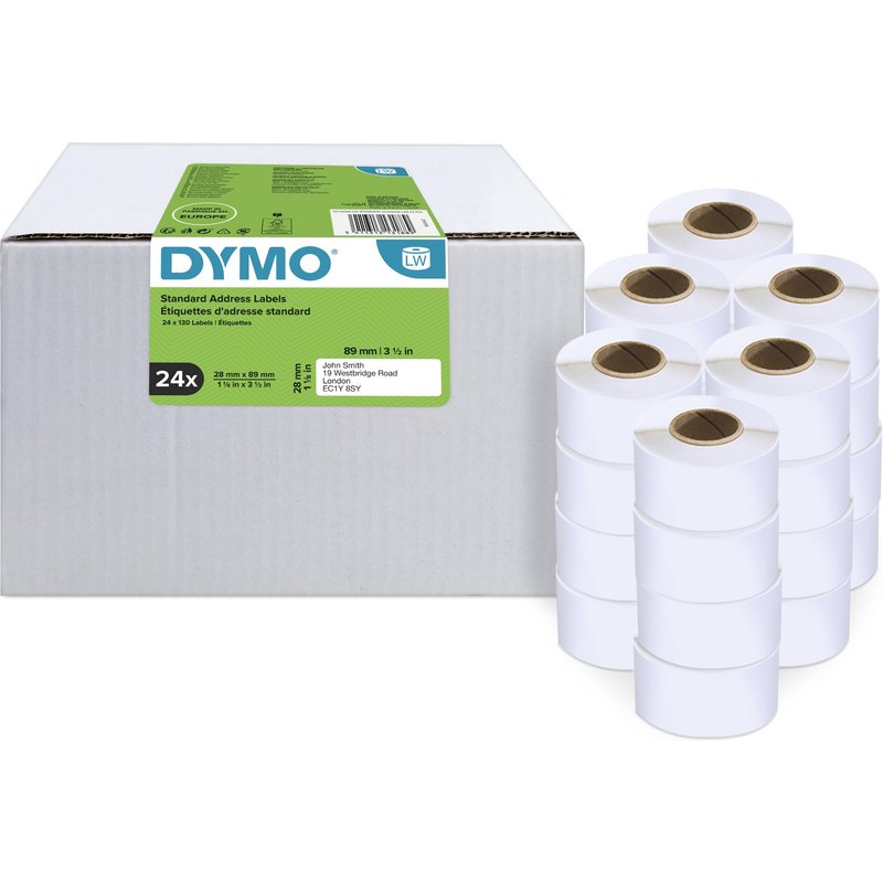 DYMO Authentic LabelWriter Address Labels | 28mm x 89mm | 24 Rolls of 130 Easy-Peel Labels (3120 labels) | Self-Adhesive | for LabelWriter Label Makers