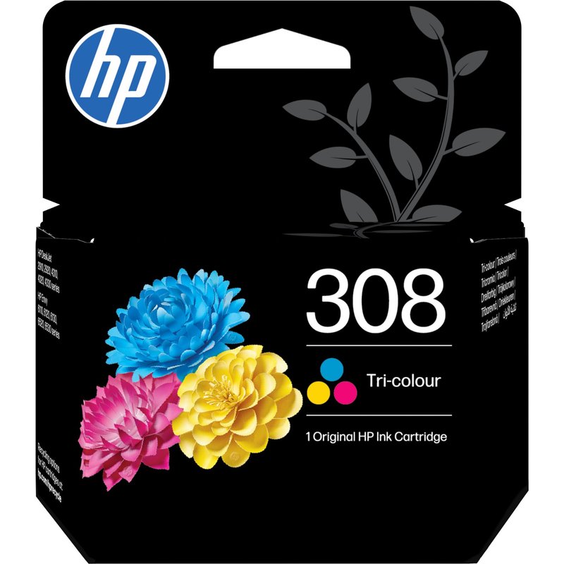 HP 308 Tri-color Original Ink Cartridge Standard Yield Cyan Magenta Yellow Dye-based ink 1 pc(s) 500 pages Combo pack