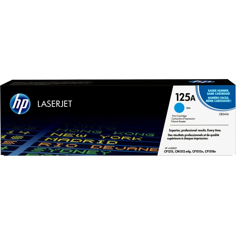 HP 125A Cyan Original LaserJet Toner Cartridge. Colour toner page yield: 1400 pages Printing colours: Cyan Quantity per pack: 1 pc(s)