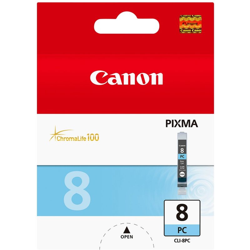 Canon CLI-8PC Photo Cyan Ink Cartridge. Colour ink type: Dye-based ink Colour ink page yield: 198 pages Printing colours: Photo cyan Quantity per pack: 1 pc(s)