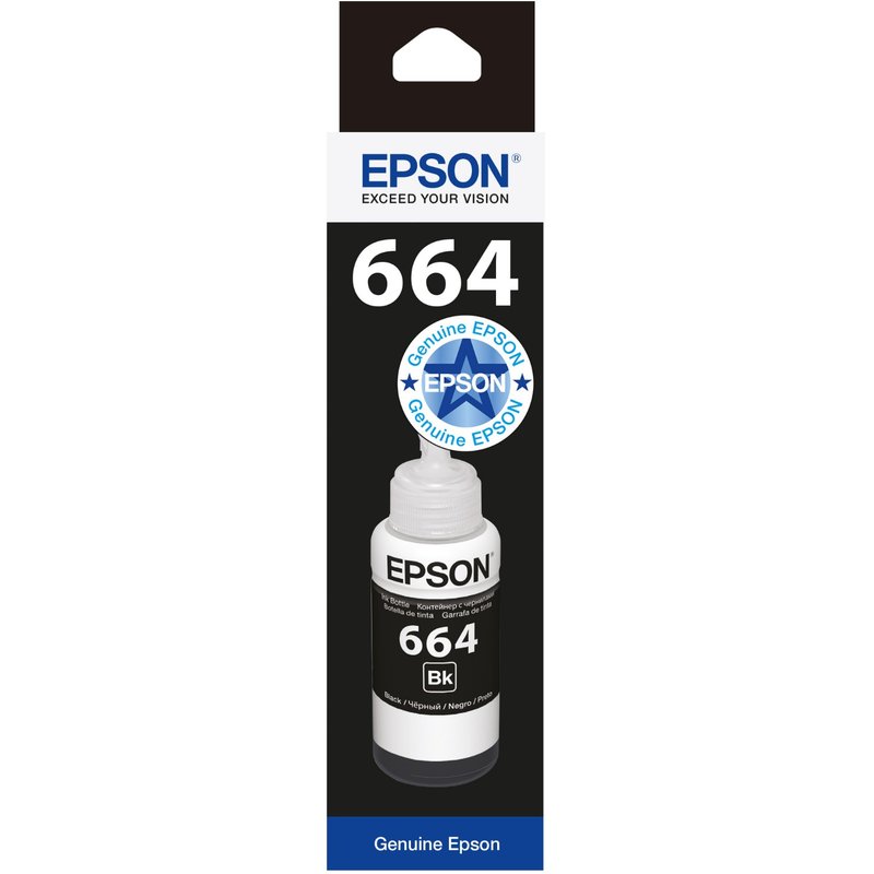 Epson 664 EcoTank Black Ink Bottle Original Black Epson EcoTank L555 EcoTank L355 EcoTank ET-4550 EcoTank ET-4500 EcoTank ET-3600 EcoTank ET-2650 EcoTank... 70 ml Grey