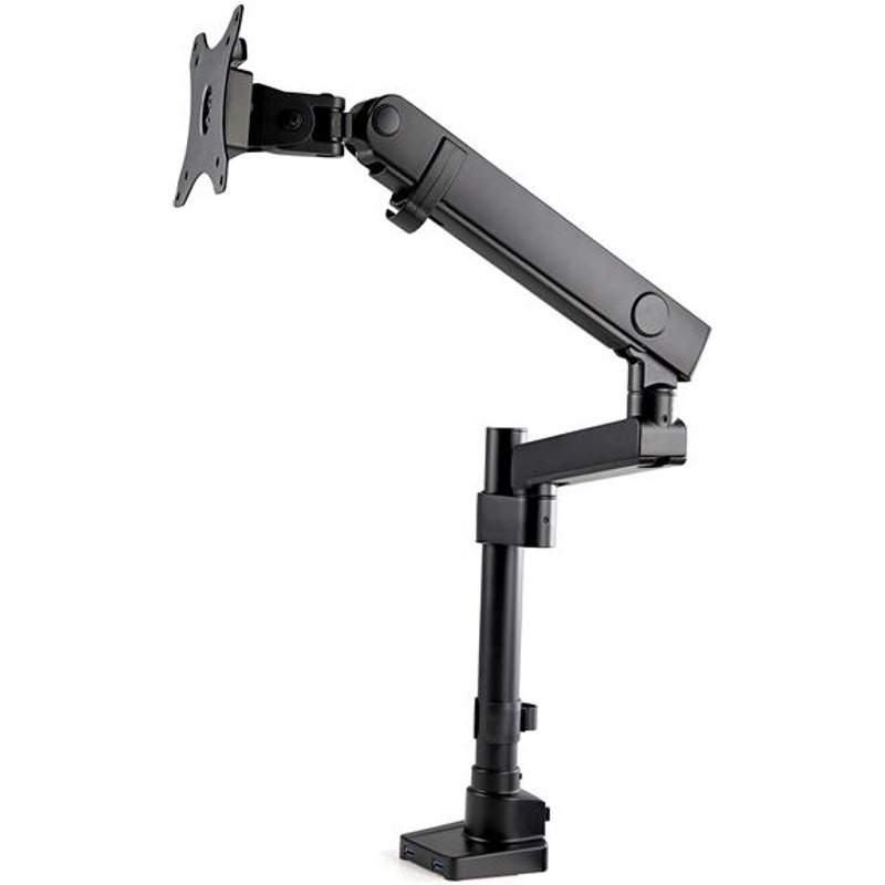 StarTech.com Desk Mount Monitor Arm with 2x USB 3.0 Ports, Full Motion Single Monitor Mount, up to 34" (17.6lb/8kg) VESA Display, Clamp/Grommet Mount, Mechanical Spring
