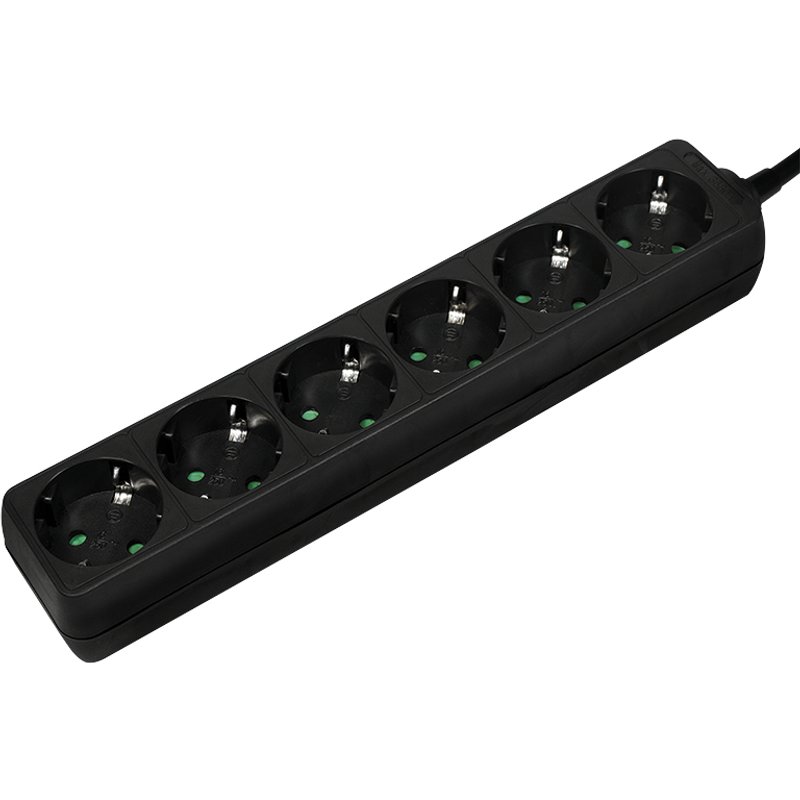 LogiLink LPS238B power extension 1.5 m 6 AC outlet(s) Indoor Black