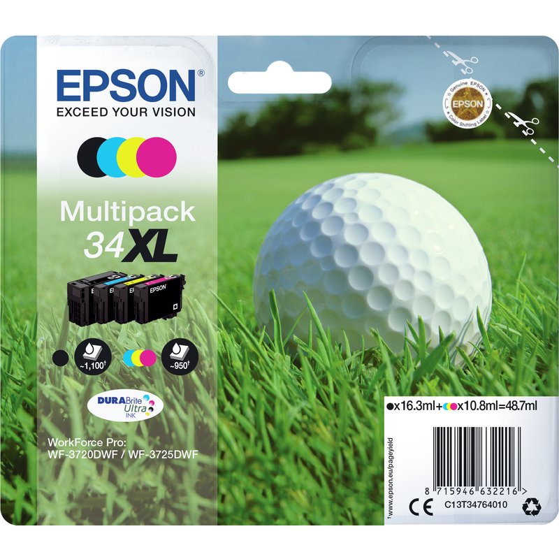 Epson C13T34764010/34XL Ink cartridge multi pack Bk.C.M.Y high-capacit