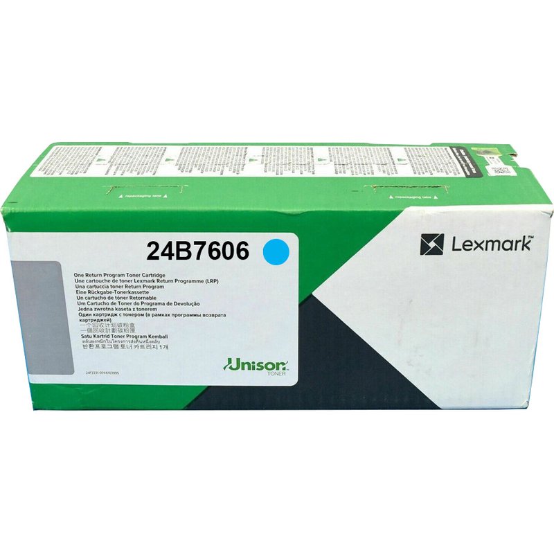 Lexmark 24B7606 Toner cyan return program. 12K pages ISO/IEC 19752 for
