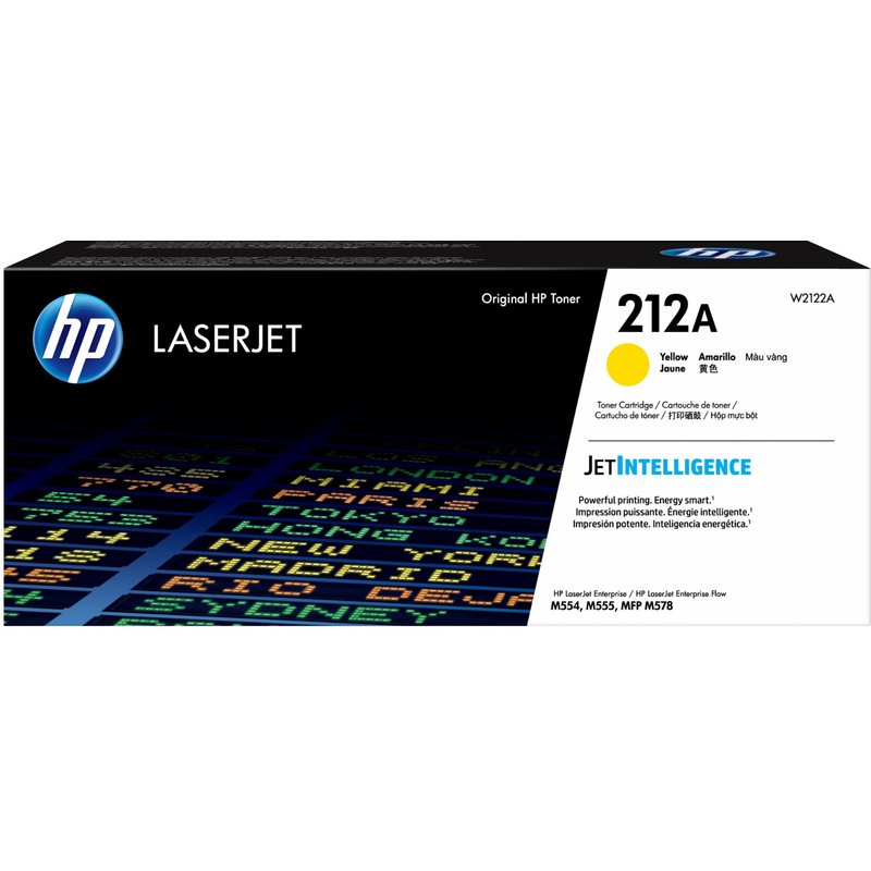 HP 212A Yellow Original LaserJet Toner Cartridge. Colour toner page yield: 4500 pages Black toner page yield: 0 pages Printing colours: Yellow Quantity per pack: 1 pc(s)