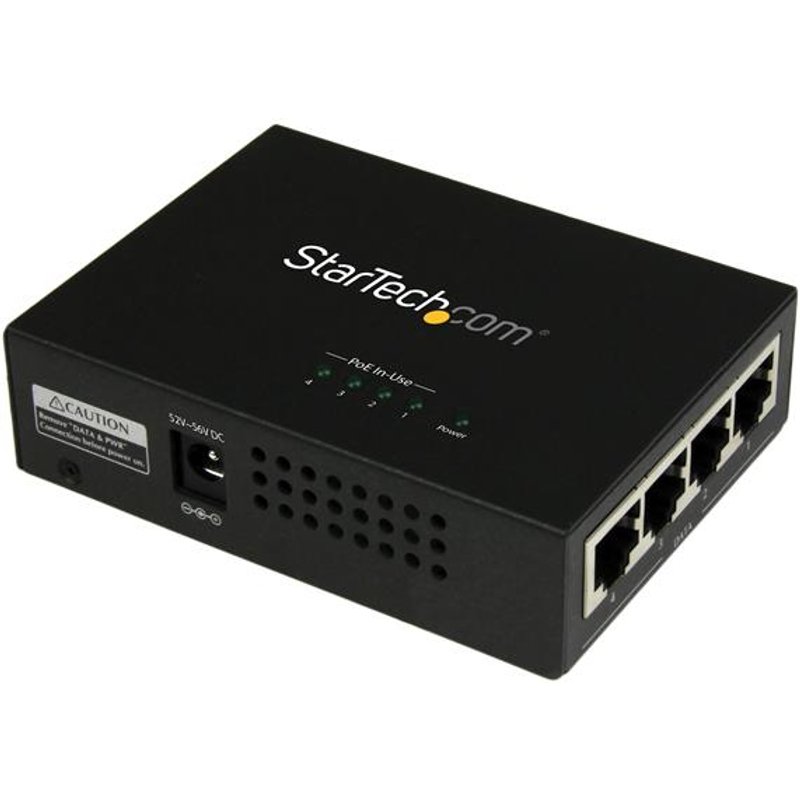 StarTech.com 4-Port Gigabit Midspan - PoE+ Injector - 802.3at/af - TAA
