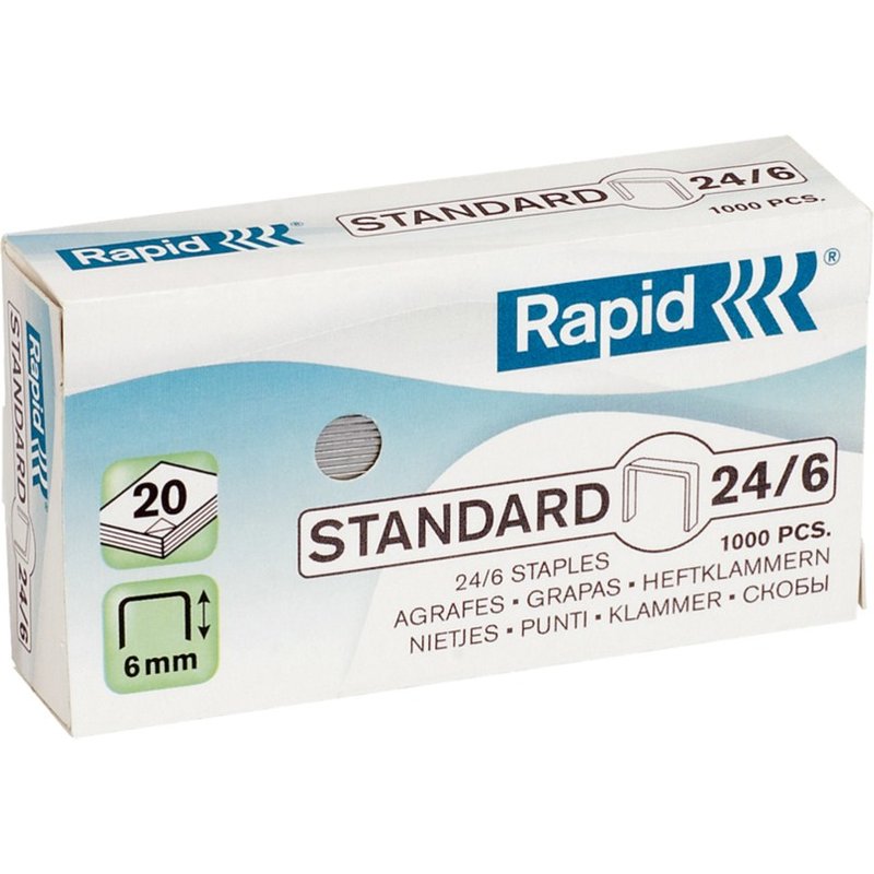 Rapid Staples Standard 24/6 Galvanized Box of 1000