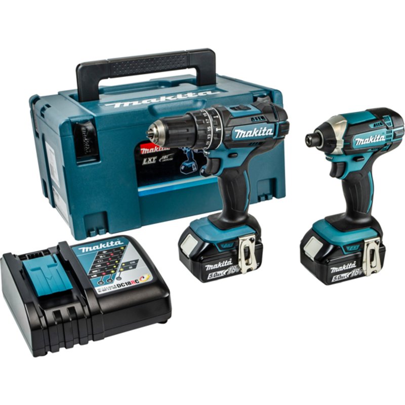 Makita DLX2131 18v LXT Cordless Combi Drill and Impact Driver Kit 2 x 5ah Li-ion Battery Charger Case