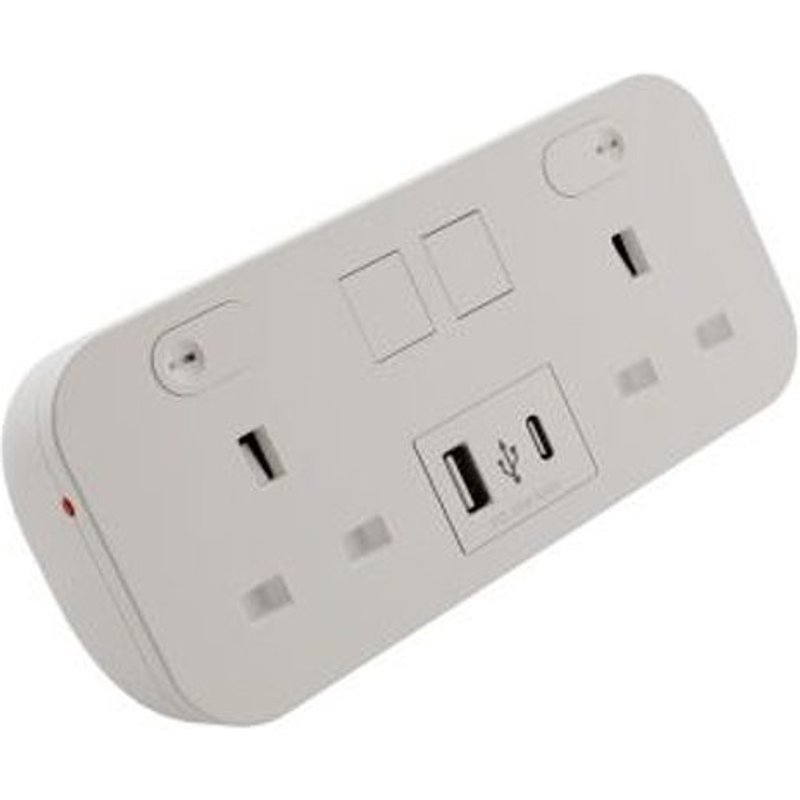 POWERDATA ICON WHITE DESKTOP 2X POWER - DUAL USB A&C