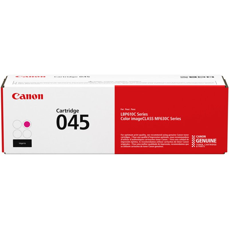 Canon 045. Colour toner page yield: 1300 pages Printing colours: Magenta Quantity per pack: 1 pc(s)