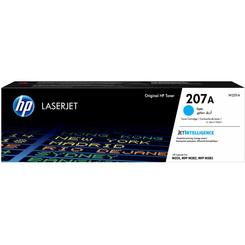 HP 207A Cyan Original LaserJet Toner Cartridge. Colour toner page yield: 1250 pages Black toner page yield: 0 pages Printing colours: Cyan Quantity per pack: 1 pc(s)
