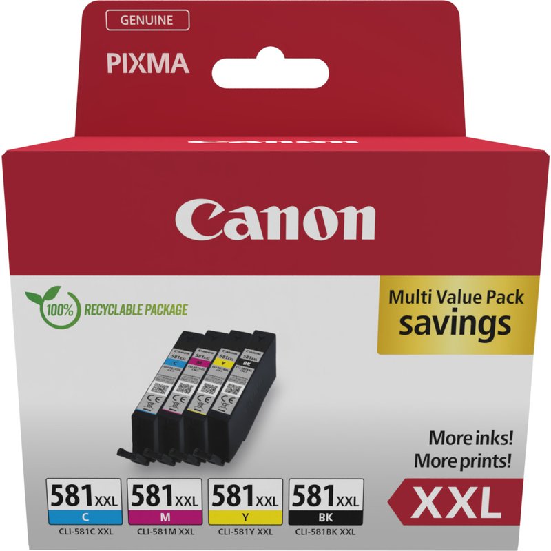 Canon 1998C007. Supply type: Multi pack Printing colours: Black Cyan Magenta Yellow Quantity per pack: 4 pc(s)