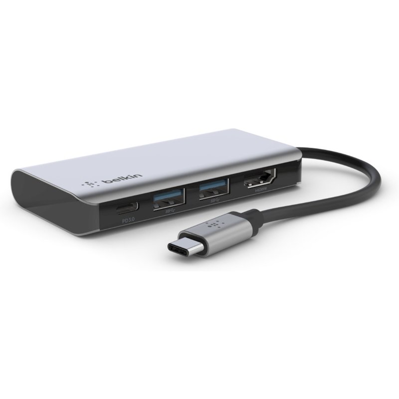 Belkin USB-C Hub - 4-in-1 Multi-Port Adapter Laptop Docking Station with 4K HDMI, USB-C with 100 Watt Pass-Through Power Delivery, and 2 X USB-A