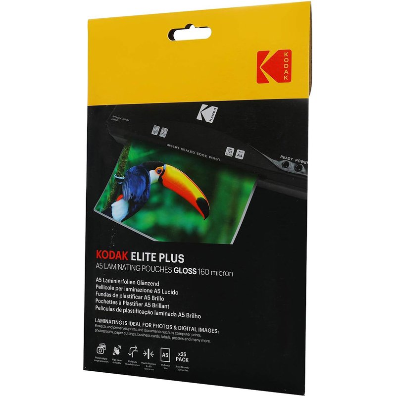 Kodak Elite Plus A5 Laminating Pouches Gloss - 160 Micron 25 Pack
