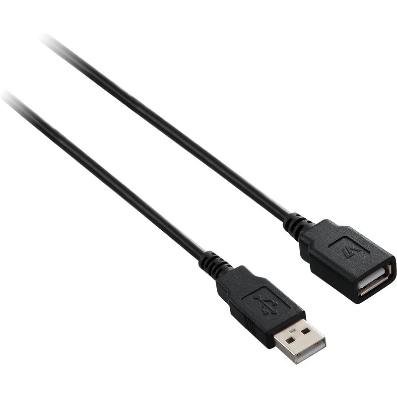 V7 Black USB Extension Cable USB 2.0 A Female to USB 2.0 A Male 1.8m 6