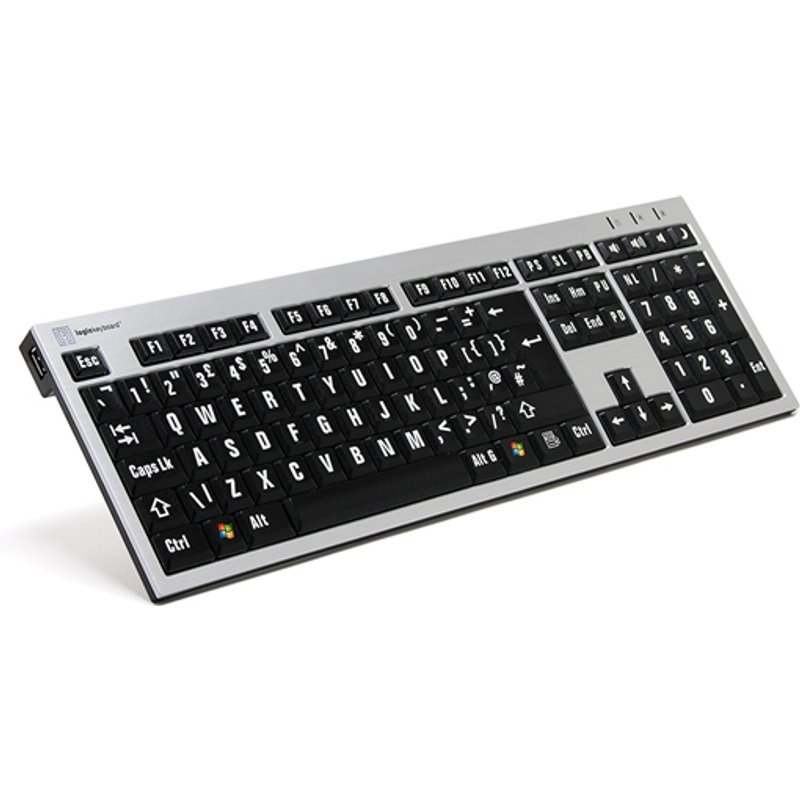 Logickeyboard LKB-LPRNTWB-AJPU-UK keyboard Office USB QWERTY US English Black White