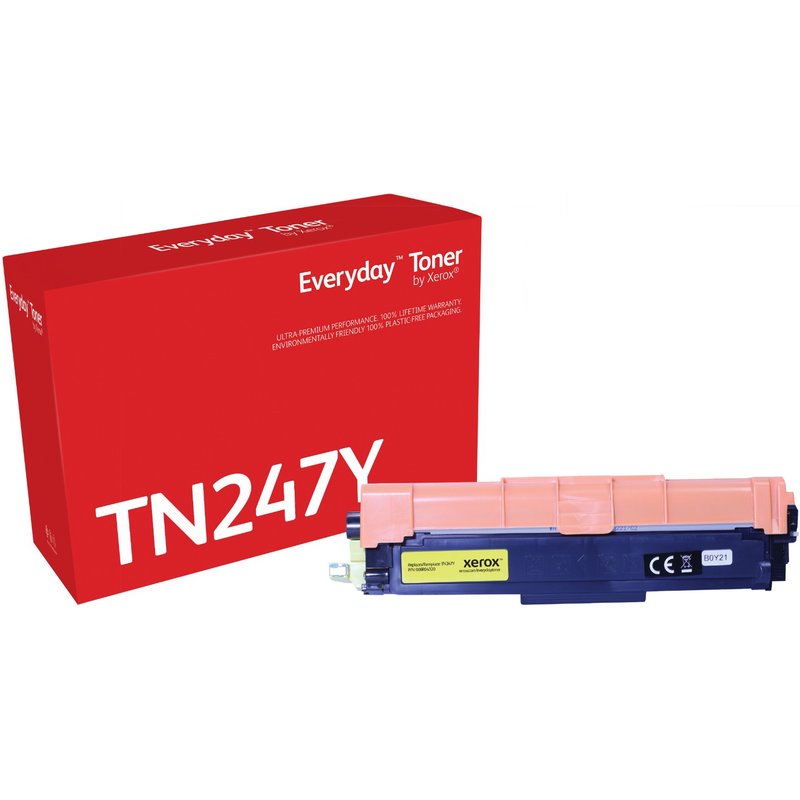 Everyday Yellow Toner by compatible with Brother TN247Y High capacity. Black toner page yield: 2300 pages Colour toner page yield: 2300 pages Printing colours: Yellow Quantity per pack: 1 pc(s)