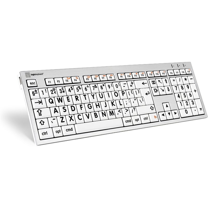 Logickeyboard LKB-LPRNTBW-CWMU-UK keyboard Office USB QWERTY UK English Black Silver White