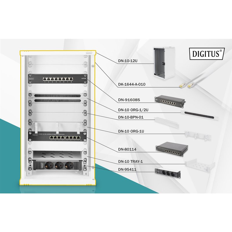 Digitus Network Set - 254 mm (10") - 12U. 312 x 300 mm (W xD)