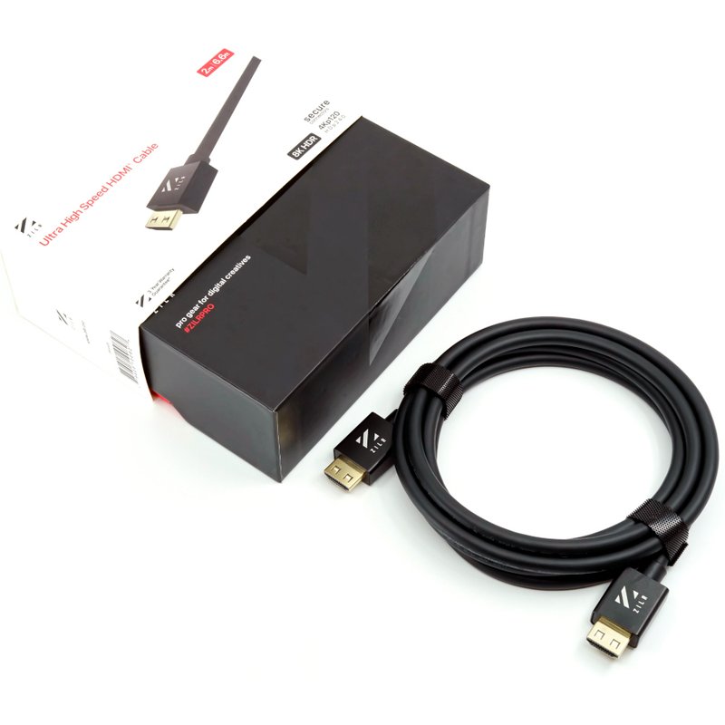 ZILR 8K Ultra Speed HDMI 2.1 Cable 2M/6.6' Type-A to Type-A, Secure Locking, PS5, 8K60, 4320p, 4K120, 2160p, HD240, 1080p 3D, 48Gbps, 10bit Color,