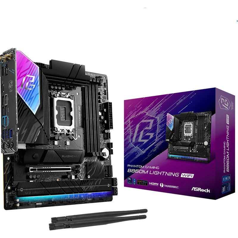 Asrock B860M Lightning WiFi Intel B860 LGA 1851 (Socket V1) micro ATX