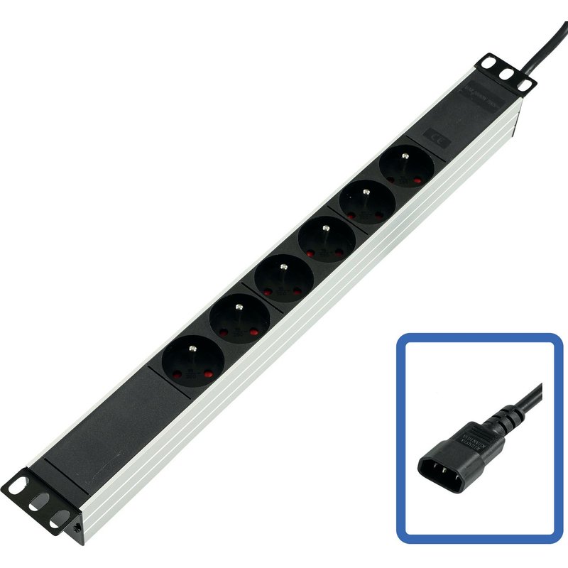 Lanview POWER STRIP 19 - 6 WAY - FULL ALUMINIUM WITH C14 UPS PORT powe