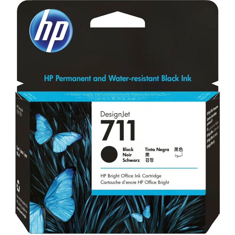 HP 711 80-ML Black Ink Cartridge, Consistent Accurate Results, Black