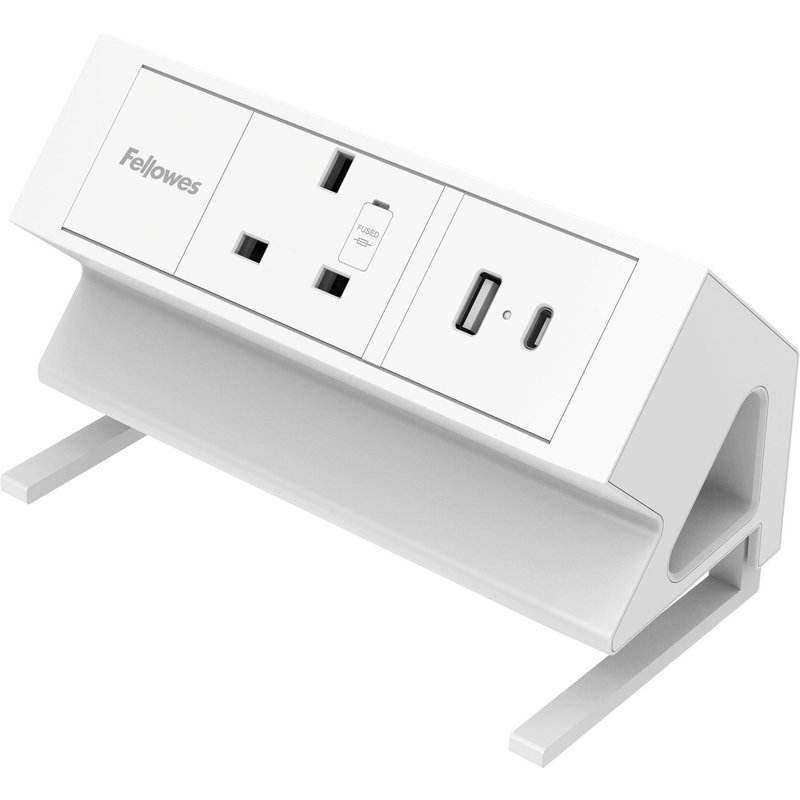 Fellowes Power Desk Socket with 1 Power Socket 1 USB-A & USB-C Por