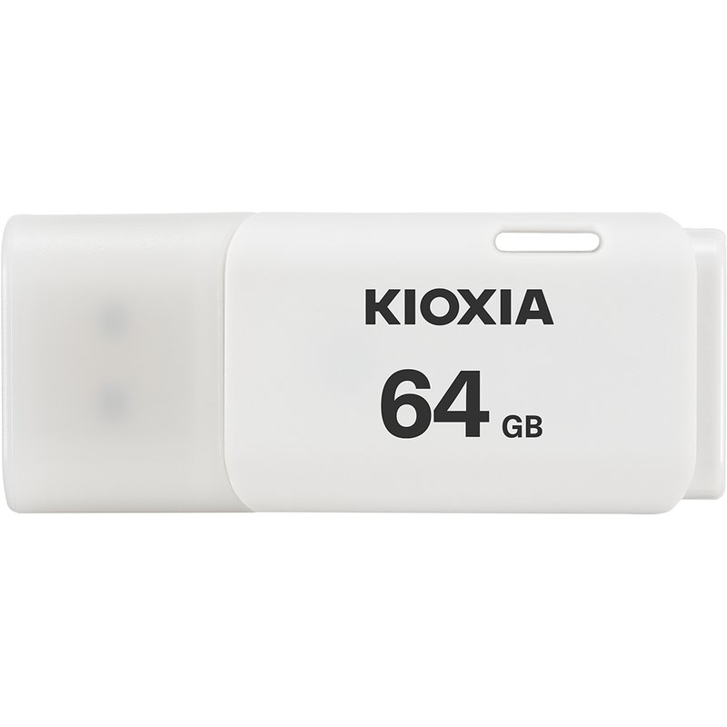 Kioxia TransMemory U202. Capacity: 64 GB Device interface: USB Type-A USB version: 2.0. Form factor: Cap. Weight: 8 g. Product colour: White