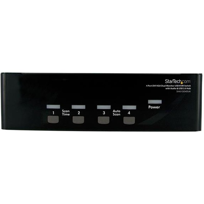 StarTech.com 4 Port DVI VGA Dual Monitor KVM Switch USB with Audio & USB 2.0 Hub - TAA