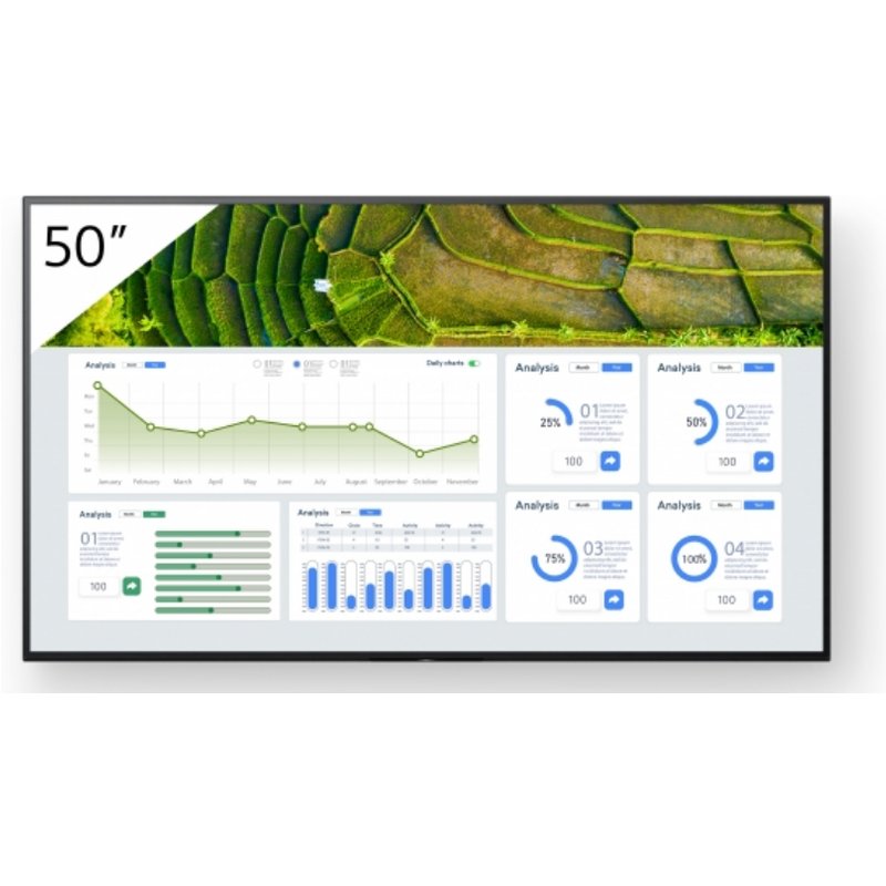 Sony FW-50BZ30L Signage Display Digital signage flat panel 127 cm (50") LCD Wi-Fi 440 cd/m 4K Ultra HD Black Android 24/7