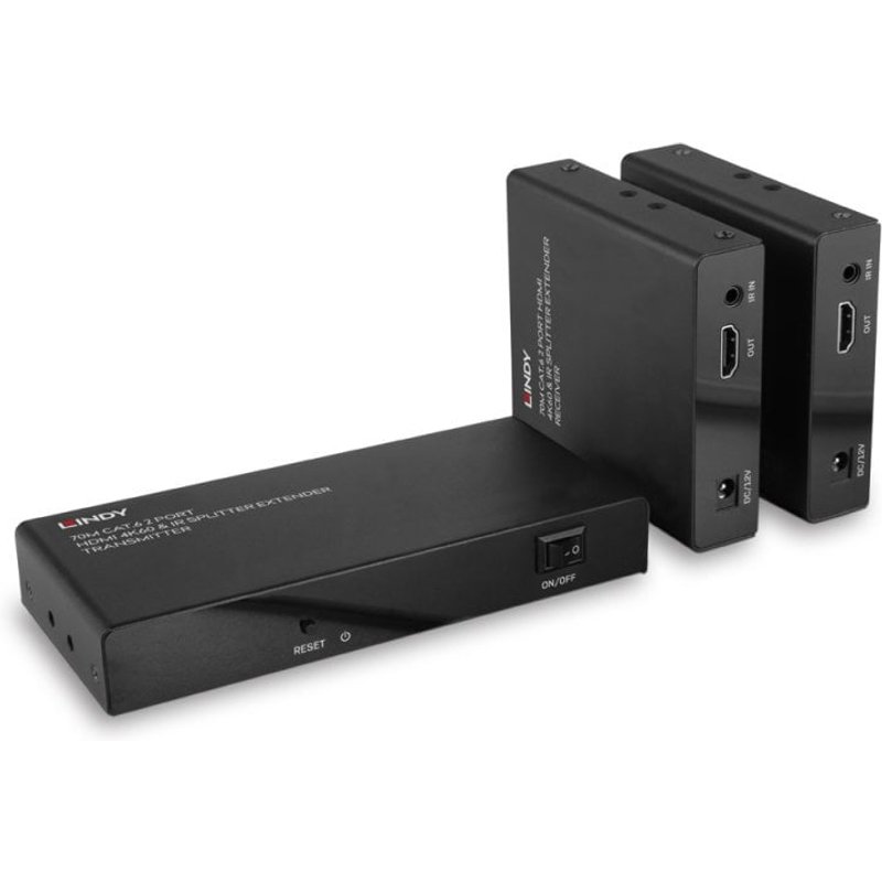 Lindy 70m Cat.6 2 Port HDMI 4K60 & IR Splitter Extender