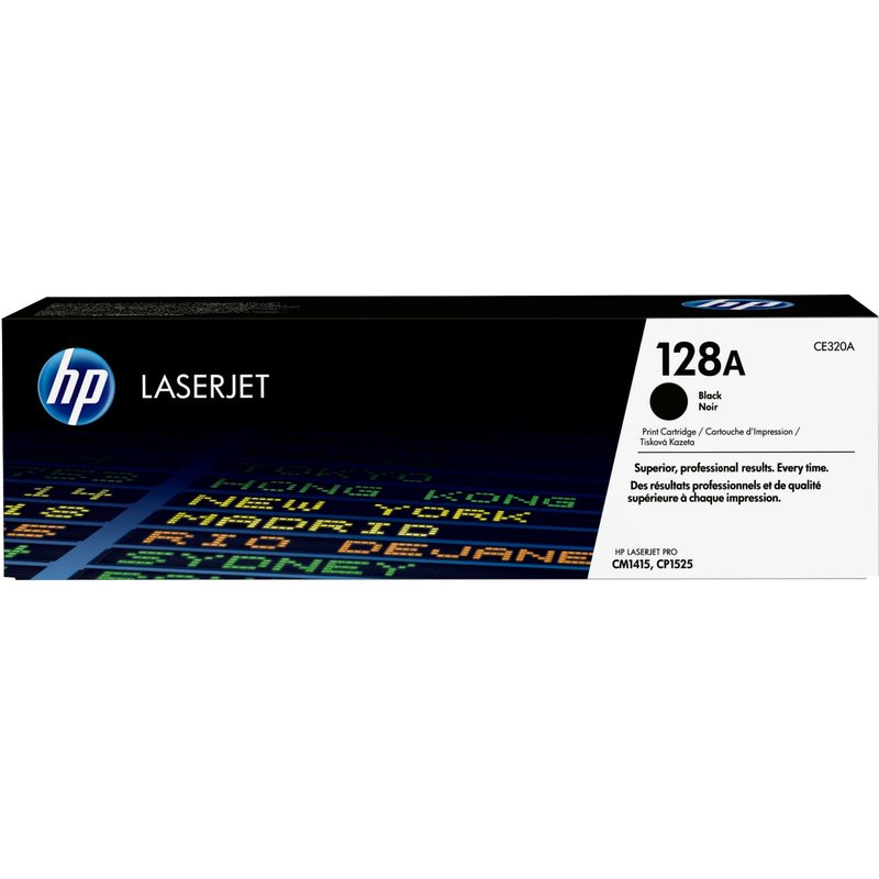 HP 128A Black Original LaserJet Toner Cartridge. Black toner page yield: 2000 pages Printing colours: Black Quantity per pack: 1 pc(s)